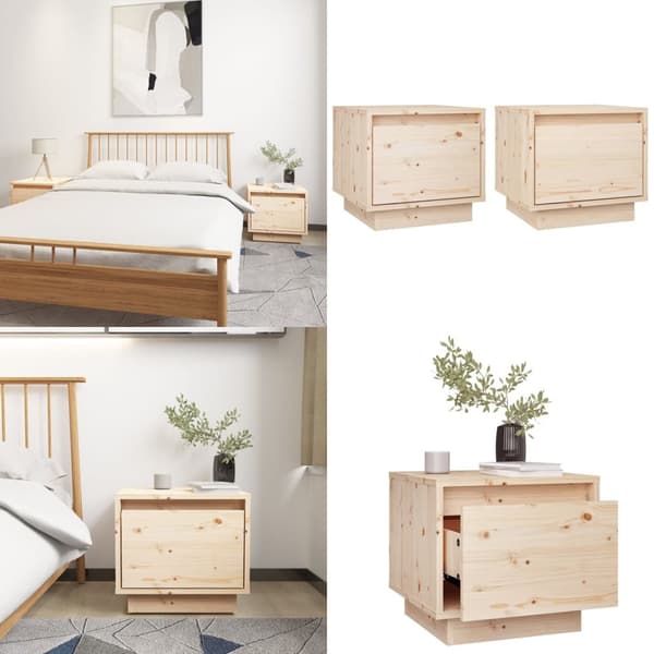 Sengeborde 2 stk. 35x34x32 cm massivt fyrretræ - Sengebord - Sengeborde - Home & Living