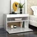 Miniatyrbild 7 av 11: Sängbord med LED-belysning 2 st vit högglans 60x35x40 cm - Sängbord - Säng Bord - Home & Living