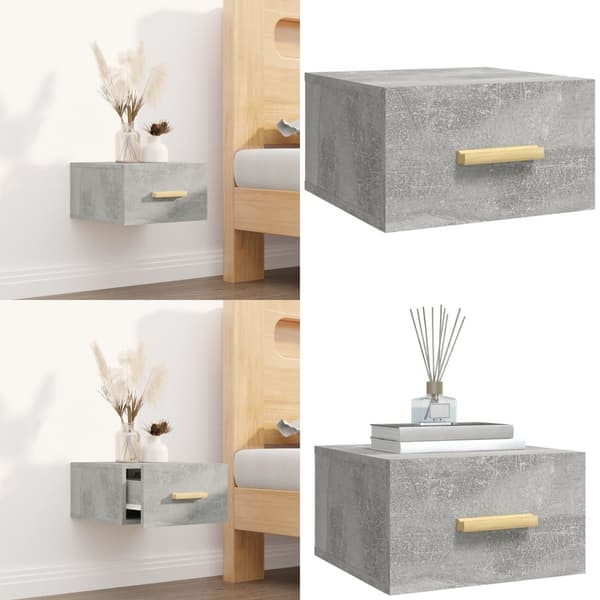Seinäkiinnitettävä yöpöytä betoninharmaa 35x35x20 cm - Seinäkiinnitettävä Yöpöytä - Seinäkiinnitettävät Yöpöydät - Home & Living