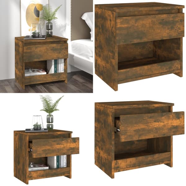 Sengebord 40x30x39 cm konstrueret træ røget egetræsfarve - Sengebord - Sengeborde - Home & Living