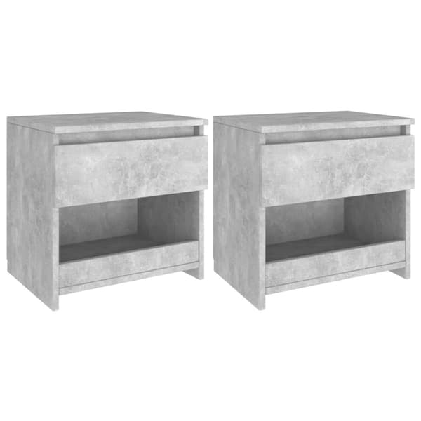 Nattduksbord 2 st betonggrå 40x30x39 cm konstruerat trä - Sängbord - Säng Bord - Home & Living