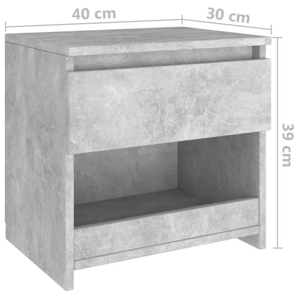 Nattduksbord 2 st betonggrå 40x30x39 cm konstruerat trä - Sängbord - Säng Bord - Home & Living