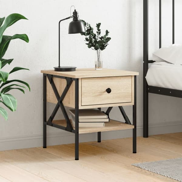 Sengebord 40x42x45 cm konstrueret træ sonoma-eg - Sengebord - Sengeborde - Home & Living