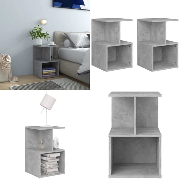 Sängbord 2 st Betonggrå 35x35x55 cm konstruerat trä - Sängbord - Säng Bord - Home & Living