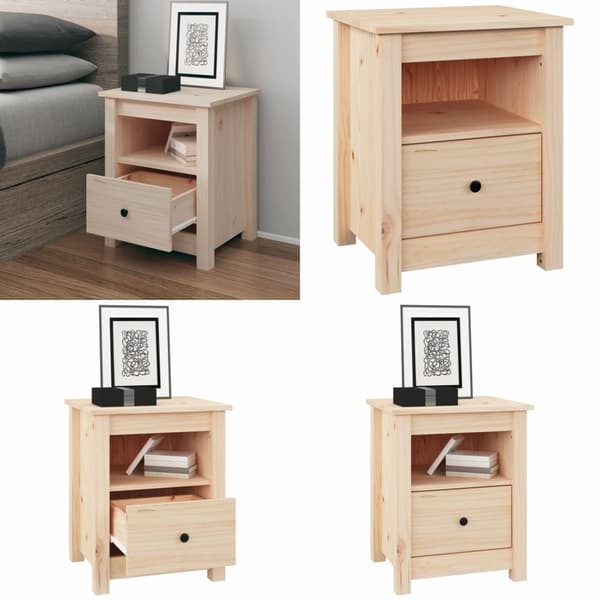 Sengebord 40x35x49 cm massivt fyrretræ - Sengebord - Sengeborde - Home & Living