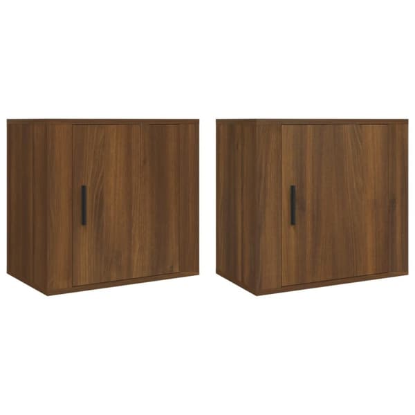Seinäkiinnitettävät yöpöydät 2 kpl ruskea tammi 50x30x47 cm - Seinäkiinnitettävä Yöpöytä - Seinäkiinnitettävät Yöpöydät - Home & Living