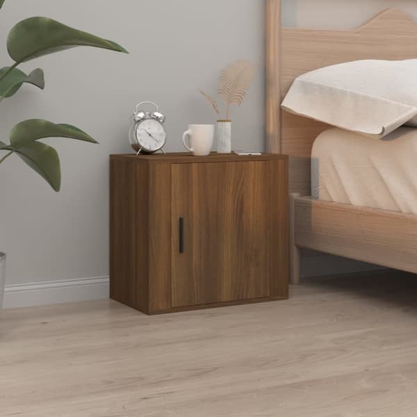 Seinäkiinnitettävät yöpöydät 2 kpl ruskea tammi 50x30x47 cm - Seinäkiinnitettävä Yöpöytä - Seinäkiinnitettävät Yöpöydät - Home & Living