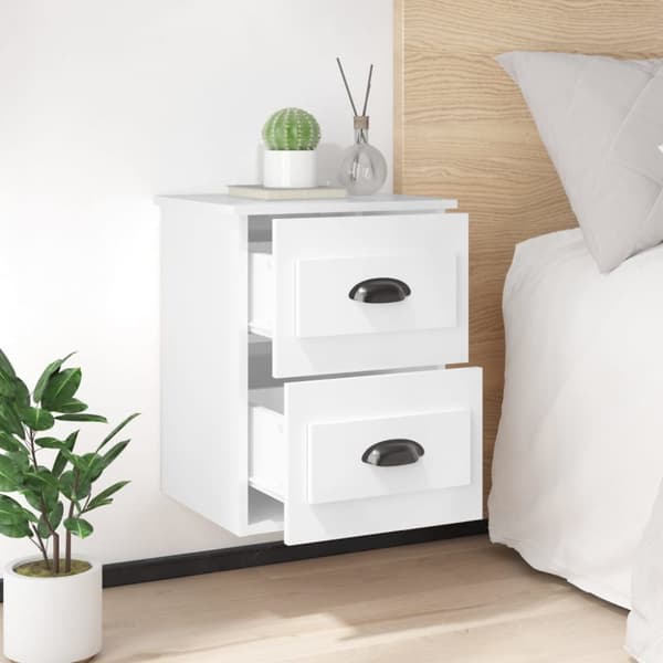 Væghængte sengeborde 2 stk. 41,5x36x53 cm hvid højglans - Væghængt Sengebord - Væghængte Sengeborde - Home & Living