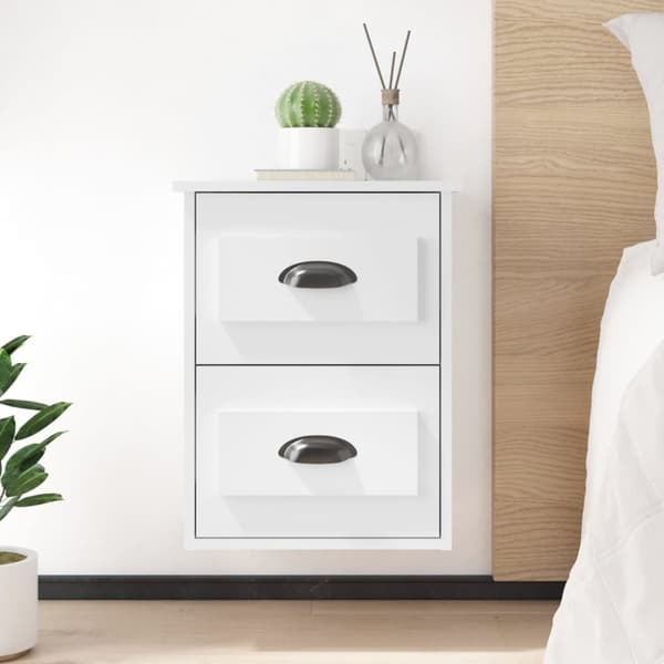 Væghængte sengeborde 2 stk. 41,5x36x53 cm hvid højglans - Væghængt Sengebord - Væghængte Sengeborde - Home & Living