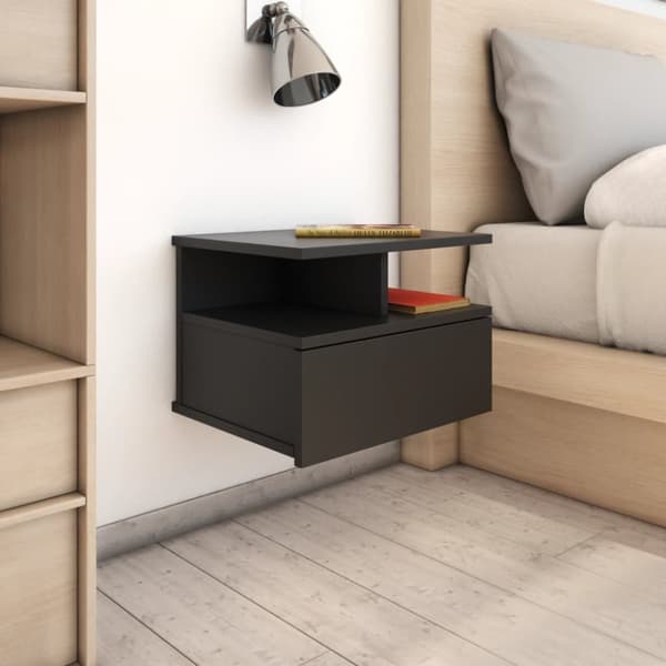 Svævende natborde 2 stk. 40 x 31 x 27 cm spånplade sort - Svævende Natbord - Svævende Natborde - Home & Living