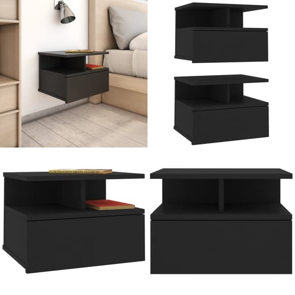 Svævende natborde 2 stk. 40 x 31 x 27 cm spånplade sort - Svævende Natbord - Svævende Natborde - Home & Living