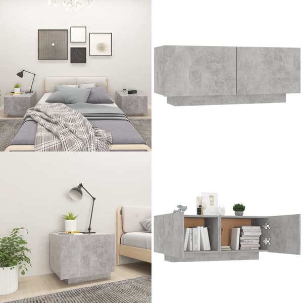 Yöpöytä betoninharmaa 100x35x40 cm tekninen puu - Yöpöytä - Yöpöydät - Home & Living