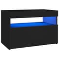 Pikkukuva 3 / 11: Yöpöytä LED-valoilla musta 60x35x40 cm tekninen puu - Yöpöytä - Yöpöydät - Home & Living
