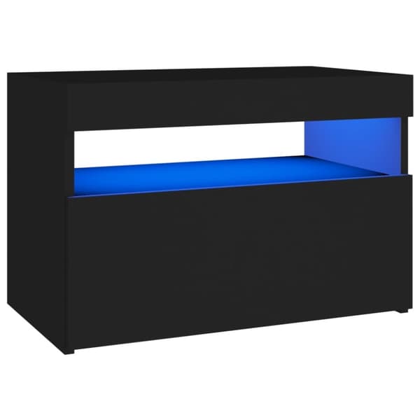 Yöpöytä LED-valoilla musta 60x35x40 cm tekninen puu - Yöpöytä - Yöpöydät - Home & Living