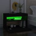 Pikkukuva 4 / 11: Yöpöytä LED-valoilla musta 60x35x40 cm tekninen puu - Yöpöytä - Yöpöydät - Home & Living