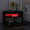 Pikkukuva 6 / 11: Yöpöytä LED-valoilla musta 60x35x40 cm tekninen puu - Yöpöytä - Yöpöydät - Home & Living