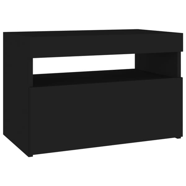 Yöpöytä LED-valoilla musta 60x35x40 cm tekninen puu - Yöpöytä - Yöpöydät - Home & Living