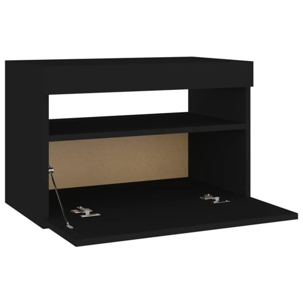 Yöpöytä LED-valoilla musta 60x35x40 cm tekninen puu - Yöpöytä - Yöpöydät - Home & Living