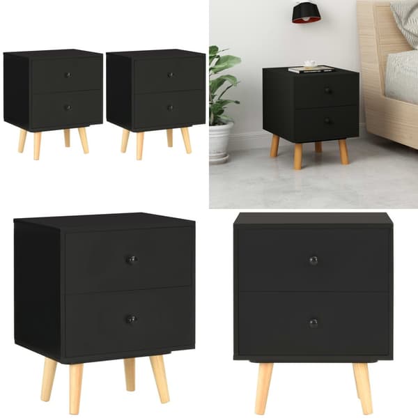 Yöpöydät 2 kpl musta 40x30x50 cm täysi mänty - Yöpöytä - Yöpöydät - Home & Living
