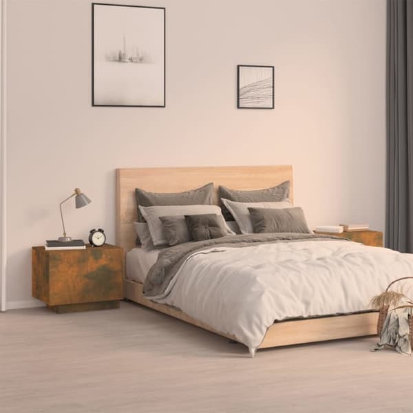 Sengebord 100x35x40 cm konstrueret træ røget egetræsfarve - Sengebord - Sengeborde - Home & Living