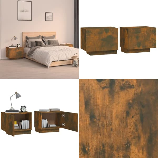 Sengebord 100x35x40 cm konstrueret træ røget egetræsfarve - Sengebord - Sengeborde - Home & Living