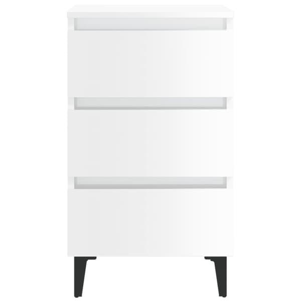 Yöpöydät metallijaloilla 2 kpl korkeakiilto valk. 40x35x69 cm - Yöpöytä - Yöpöydät - Home & Living