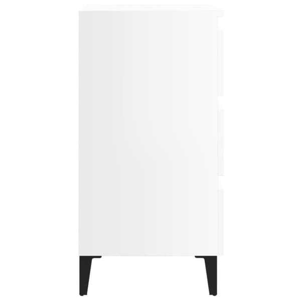 Yöpöydät metallijaloilla 2 kpl korkeakiilto valk. 40x35x69 cm - Yöpöytä - Yöpöydät - Home & Living