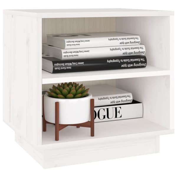 Sengebord 40x34x40 cm massivt fyrretræ hvid - Sengebord - Sengeborde - Home & Living
