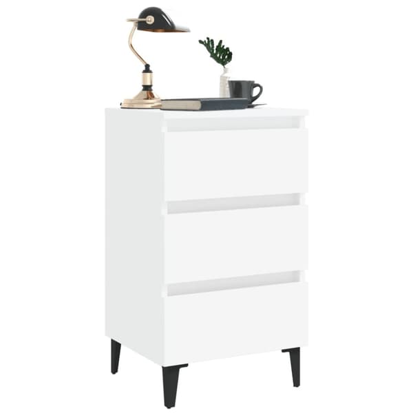 Sängbord med metallben vit 40x35x69 cm - Sängskåp - Sängbord - Home & Living