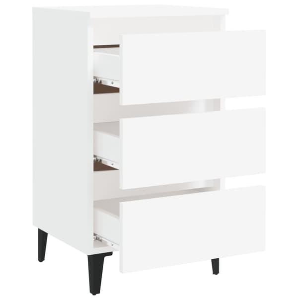 Sängbord med metallben vit 40x35x69 cm - Sängskåp - Sängbord - Home & Living