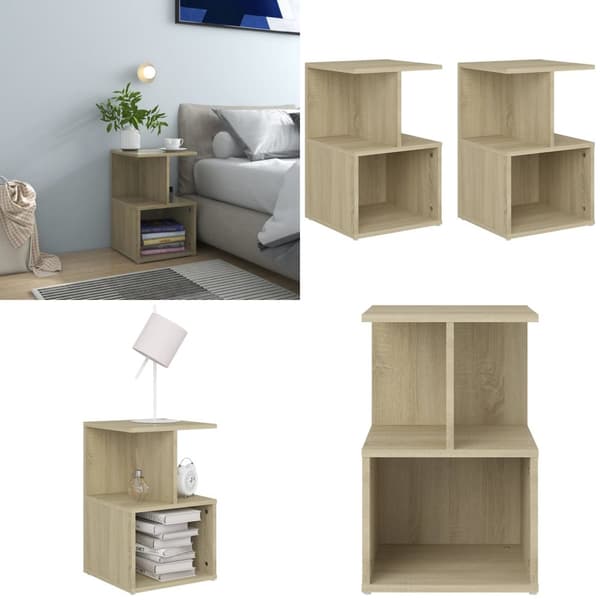 Sängbord 2 st Sonoma-ek 35x35x55 cm konstruerat trä - Sängbord - Säng Bord - Home & Living