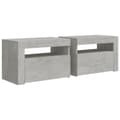 Pikkukuva 4 / 11: Yöpöydät 2 kpl LED-valoilla betoninharmaa 60x35x40 cm - Yöpöytä - Yöpöydät - Home & Living