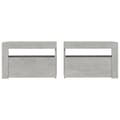 Pikkukuva 5 / 11: Yöpöydät 2 kpl LED-valoilla betoninharmaa 60x35x40 cm - Yöpöytä - Yöpöydät - Home & Living