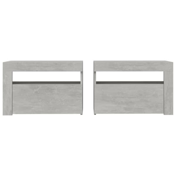 Yöpöydät 2 kpl LED-valoilla betoninharmaa 60x35x40 cm - Yöpöytä - Yöpöydät - Home & Living