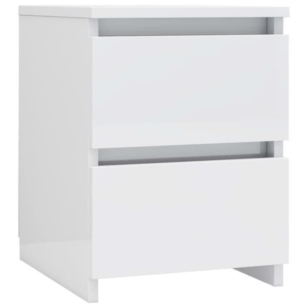 Sengebord 30x30x40 cm konstrueret træ hvid højglans - Sengebord - Sengeborde - Home & Living