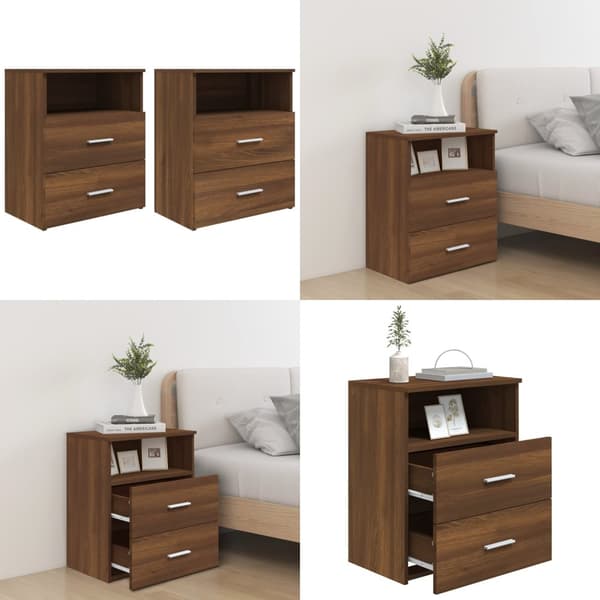 Sängbord 2 st brun ek 50x32x60 cm - Sängbord - Nattduksbord - Home & Living