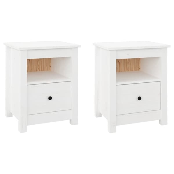 Sängbord 2 st vit 40x35x49 cm massiv furu - Sängbord - Nattduksbord - Home & Living