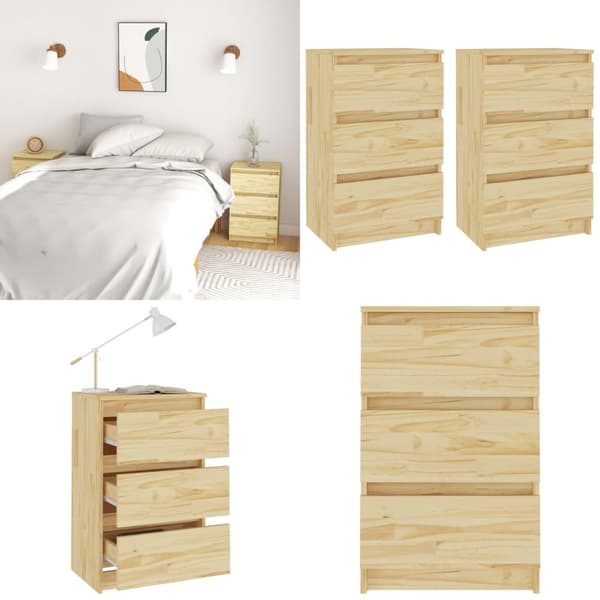 Sengeborde 2 stk. 40x29,5x64 cm massivt fyrretræ - Sengebord - Sengeborde - Home & Living
