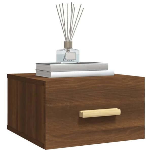 Väggmonterat sängbord brun ek 35x35x20 cm - Sängbord - Nattduksbord - Home & Living