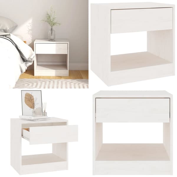 Sengebord 40x31x40 cm massivt fyrretræ hvid - Sengeskab - Sengeskabe - Home & Living