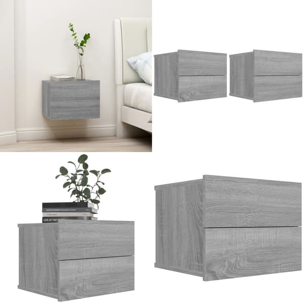Sengeborde 2 stk. 40x30x30 cm konstrueret træ grå sonoma-eg - Sengebord - Sengeborde - Home & Living