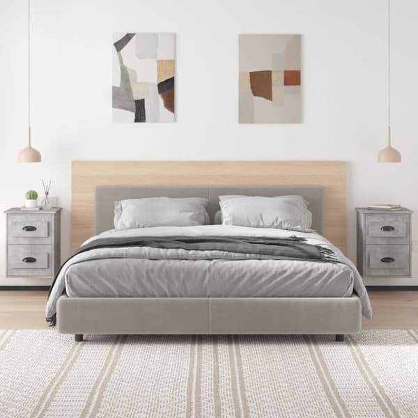 Seinäkiinnitettävät yöpöydät 2 kpl betoninharmaa 41,5x36x53 cm - Yöpöytä - Yöpöytä Seinään - Home & Living