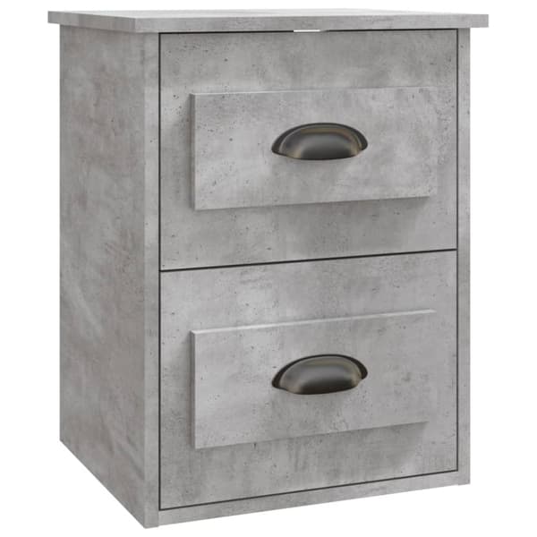 Seinäkiinnitettävät yöpöydät 2 kpl betoninharmaa 41,5x36x53 cm - Yöpöytä - Yöpöytä Seinään - Home & Living