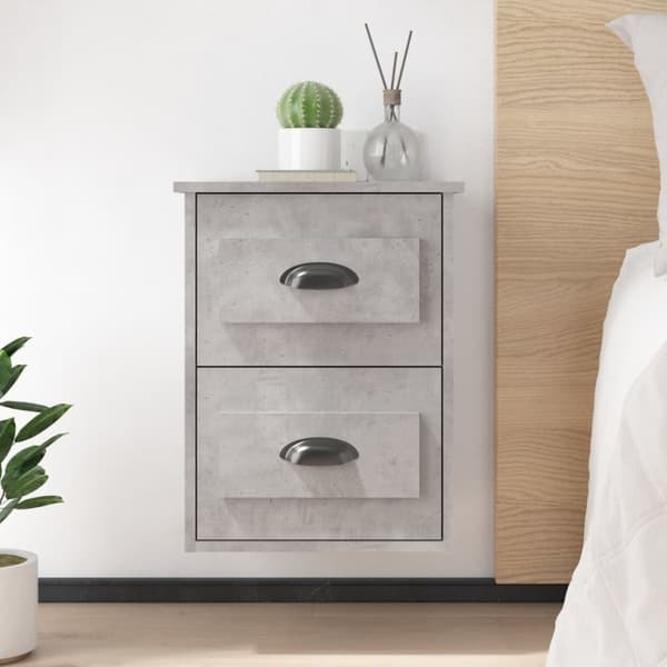 Seinäkiinnitettävät yöpöydät 2 kpl betoninharmaa 41,5x36x53 cm - Yöpöytä - Yöpöytä Seinään - Home & Living
