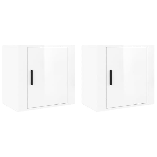 Väggmonterade sängbord 2 st vit högglans 50x30x47 cm - Sängbord - Nattduksbord - Home & Living