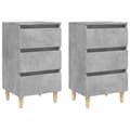Pikkukuva 3 / 11: Yöpöydät täyspuiset jalat 2 kpl betoninharmaa 40x35x69 cm - Yöpöytä - Yöpöydät - Home & Living