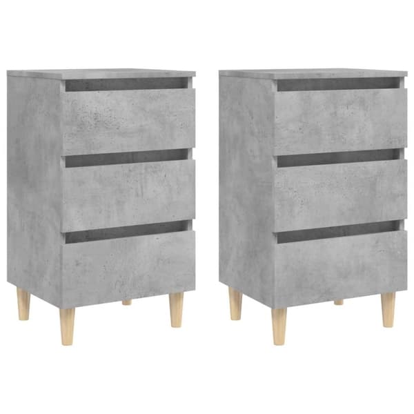 Yöpöydät täyspuiset jalat 2 kpl betoninharmaa 40x35x69 cm - Yöpöytä - Yöpöydät - Home & Living