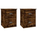 Pikkukuva 3 / 11: Seinäkiinnitettävät yöpöydät 2 kpl savutammi 41,5x36x53 cm - Yöpöytä - Yöpöytä Seinään - Home & Living