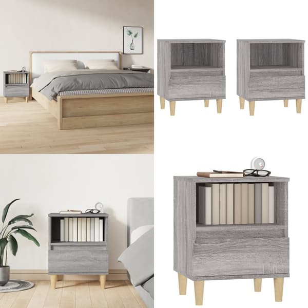 Sengeborde 2 stk. 40x35x50 cm grå sonoma - Sengebord - Sengeborde - Home & Living