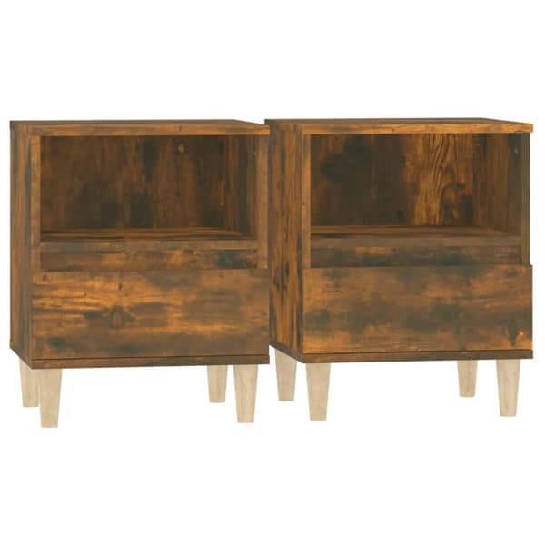 Sengeborde 2 stk. 40x35x50 cm røget egetræsfarve - Sengebord - Sengeborde - Home & Living